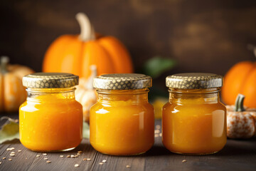 Baby pumpkin puree nutrition in a glass jar