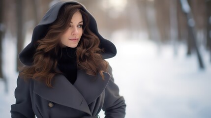 A Winter’s Embrace: Person in Warm Clothing Amidst a Snowy Landscape Illuminated by Soft Lights