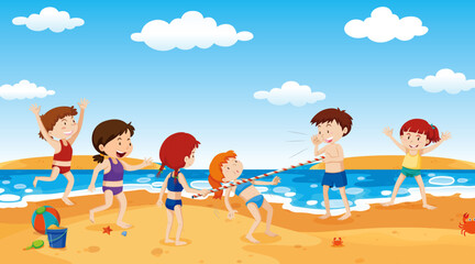 children on the beach