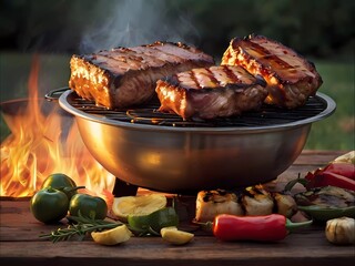 grilled meat on the  Grilled meat | barbecue | BBQ | grilling | sizzling | juicy | delicious | summer grilling | outdoor cooking | meat lover | protein | healthy eating | gourmet food | restaurant