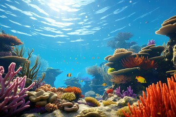 Fototapeta na wymiar underwater sea world. Ecosystem. Colorful tropical fish. Life on a coral reef.