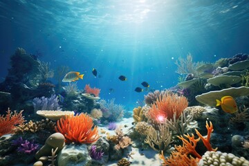 Fototapeta na wymiar underwater sea world. Ecosystem. Colorful tropical fish. Life on a coral reef.
