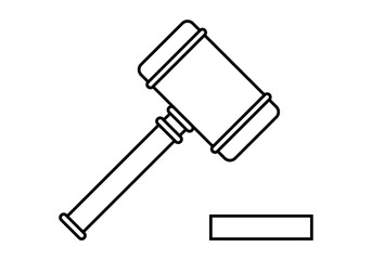 Icono de martillo de un juez en fondo blanco.