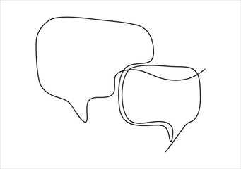 Speech bubble in One line drawing. Dialogue Chat cloud in simple linear style. Editable stroke. Doodle Vector illustration