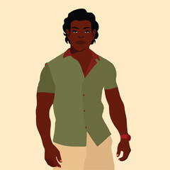 Handsome black man in elegant art style vector