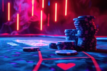 Fototapeta na wymiar Gambling concept background. Neon color background 