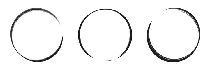 Collection hand drawn round shape. Sketch of circular doodles with a marker. Set of circular frames. Vector illustration on a isolation white background.