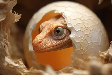 Tuinposter bebé dinosaurio saliendo del huevo © JorgeAlejandro