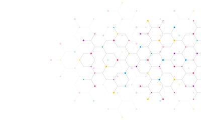 Genetic engineering and molecular structure, hexagon DNA network, science chemical and biotechnology concept, innovation technology, healthcare, and medicine design.