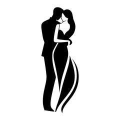 Beautiful couple dancing silhouette vector
