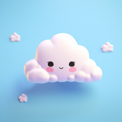 Cloud 3d cute on isolate background