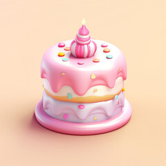 Cake 3d cute on isolate background