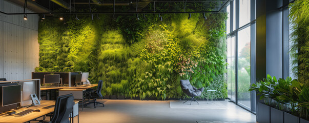 Interior of office with flora and vertical gardens