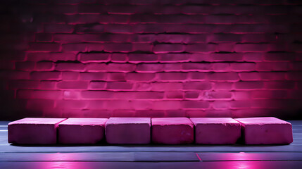 Neon Glow on Modern Lounge Setting. An inviting modern lounge space highlighted by a vibrant neon pink glow, ideal for interior design, nightlife, and contemporary lifestyle themes.