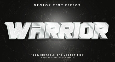 Warrior editable text effect template with glossy style typeface