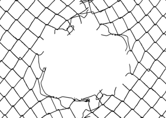 The texture of the metal mesh on a white background. Torn steel, metal mesh with holes