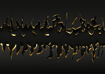 Abstract black and gold wall hole background
