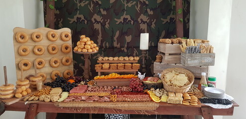 Grazing Table with Pastries, Fruits and Charcuterie