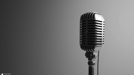 Retro microphone on a gray background. 3d rendering, 3d illustration.