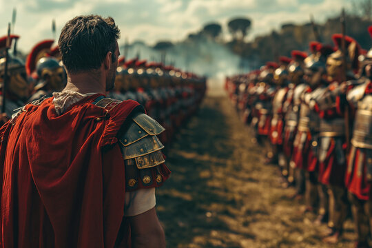 General Varus stands tall at the head of three Roman legions, his confidence unwavering as he surveys the Teutoburg Forest. 