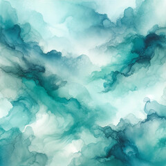 An abstract watercolor texture background in shades of teal.