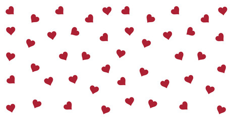Red hearts isolated on white, Banner