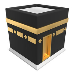 Kaaba holy place for muslims in 3d illustration. Kaaba concept of islamic celebration eid al adha or hajj. Kaaba 3d icon design