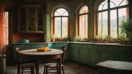Fototapeta na wymiar old shabby kitchen