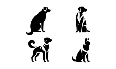 minimal dog logo icon set  , black and white dog minimal logo icon set03