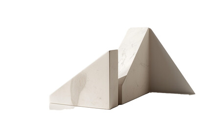A set of minimalist bookends, in a geometric shape, on a white solid background. 