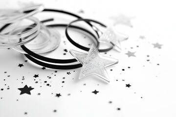 silver stars on white background