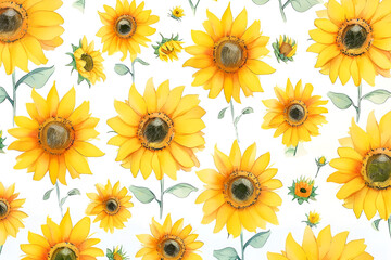 seamless background with sunflowers
