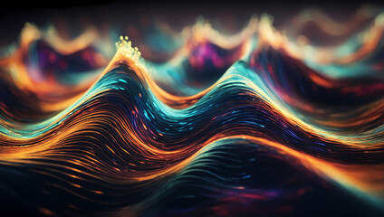 Quantum harmonic waves illustrating the harmonious undulations within trending data processes. - obrazy, fototapety, plakaty