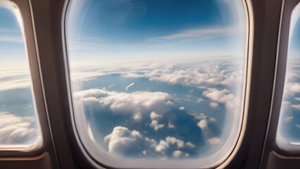 Fototapeta na wymiar beautiful view from inside the plane. travel advertising