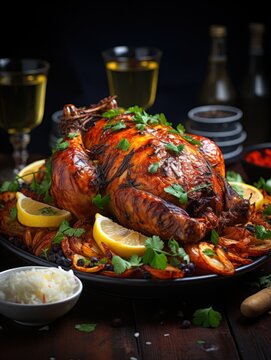 imagine a delicious turkey served on a plate UHD Wallpaper