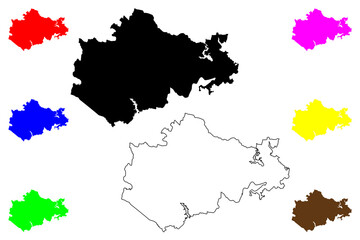 Obraz premium Bengbu city (People's Republic of China, PRC) map vector illustration, scribble sketch Bengbu Prefecture-level city map