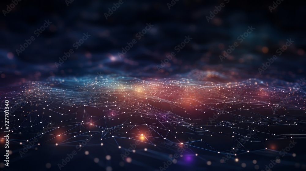 Poster futuristic digital abstract: cyberspace with particle network connections - technology background