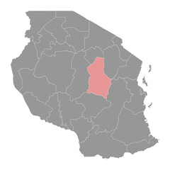 Dodoma Region map, administrative division of Tanzania. Vector illustration.