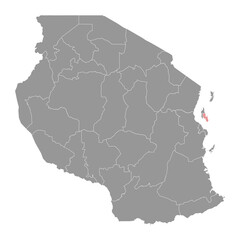 Unguja South Region map, administrative division of Tanzania. Vector illustration.