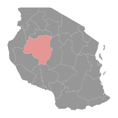 Obraz premium Tabora Region map, administrative division of Tanzania. Vector illustration.
