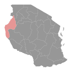 Kigoma Region map, administrative division of Tanzania. Vector illustration.