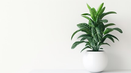 Plant, indoor plant potted at home with natural light and white background, Generative AI