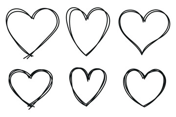 Doodle hearts set overlapping lines