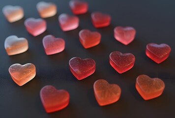 Whimsical Delights - Assorted Red Heart-Shaped Confectionery with Jelly in Various Shapes