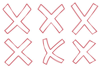 Doodle cross marks set overlapping lines