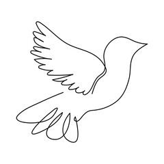 Continuous single line drawing of Bird flying art One Line vector Illustrated design.