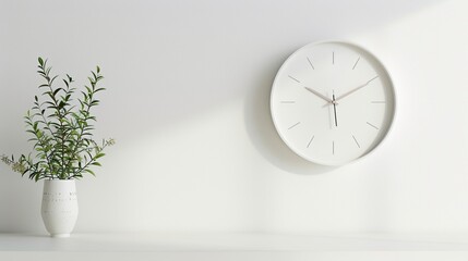 A modern, minimalist wall clock with no numbers, on a white solid background. 