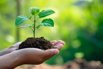 hands holding a plant
