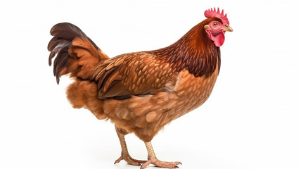 Fototapeta premium brown chicken hen standing isolated white background