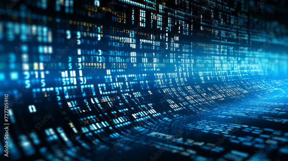 Poster dynamic binary code background - futuristic digital information concept in 3d rendering
